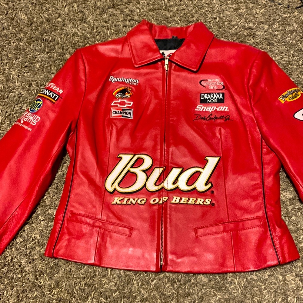 Nascar Red Bud King of Beers Leather Racing Jacket
